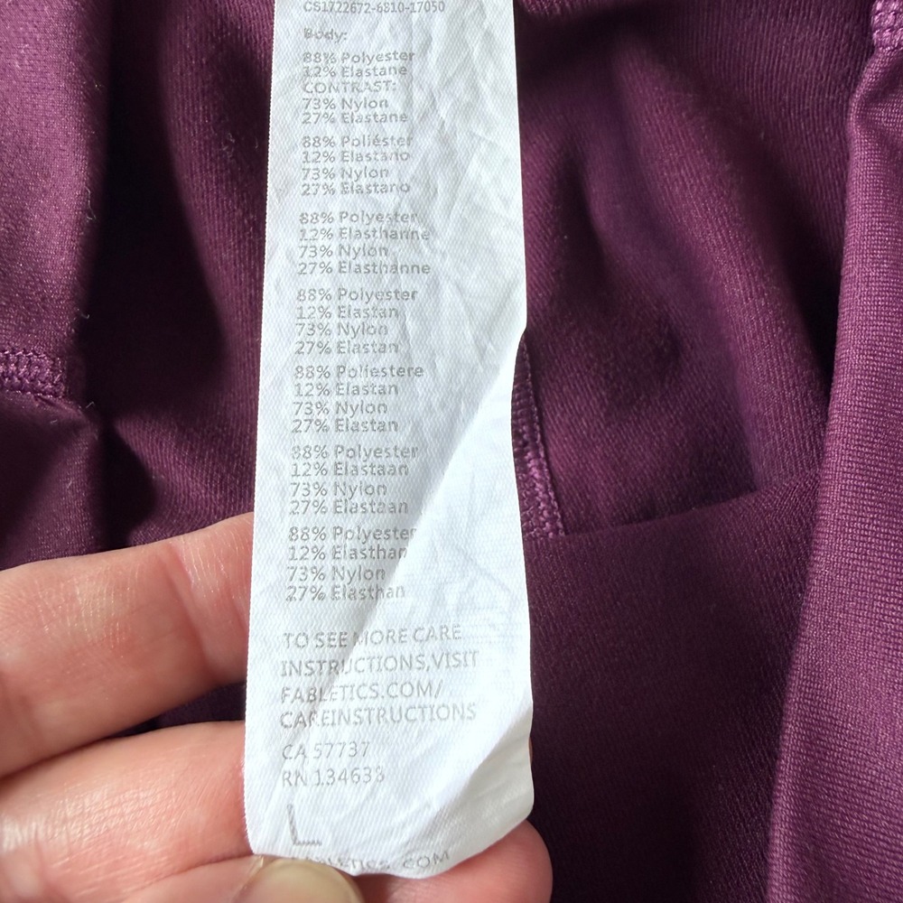 Fabletics‎ Powerhold High Waisted Mesh Pocket Leggings Purple Womens Large L - Picture 8 of 11